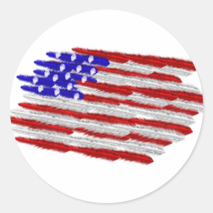 US-Flagge in Feathers Runder Aufkleber