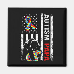 US-Flagge in Not Autismus Papa-Bär-Bewusstsein Magnet
