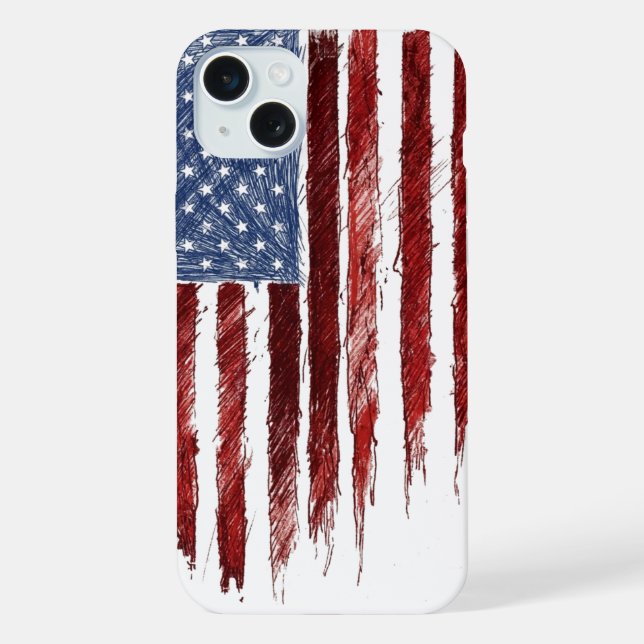 US-Flagge iPhone 15 Plus Hülle (Rückseite)