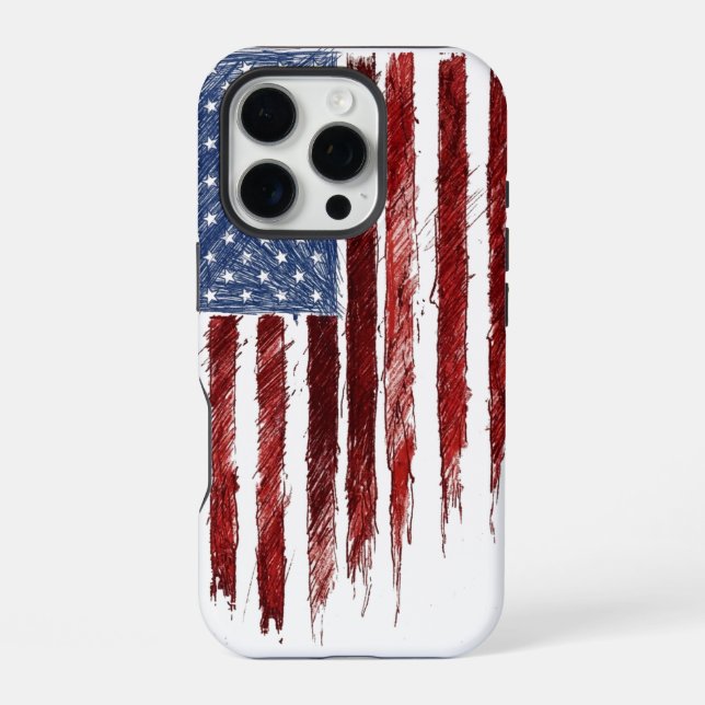 US-Flagge iPhone 16 Pro Hülle (Rückseite)