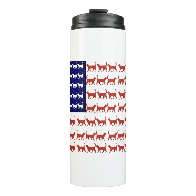 US-Flagge Katzen patriotische Dekoration Thermosbecher (Vorderseite)