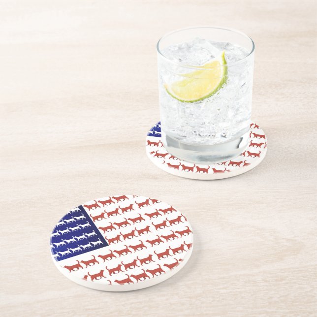 US-Flagge Katzen rot weiß und blau Getränkeuntersetzer (Seite)