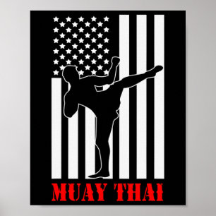 Us-Flagge Kickboxen Kampfsport Kämpfer Muay Thai Poster