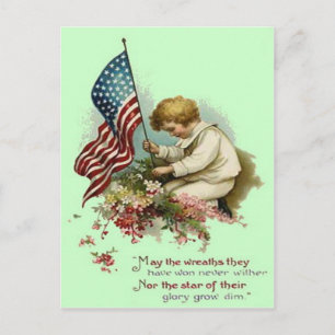 US-Flagge Kinder Kranz Memorial Day Postkarte