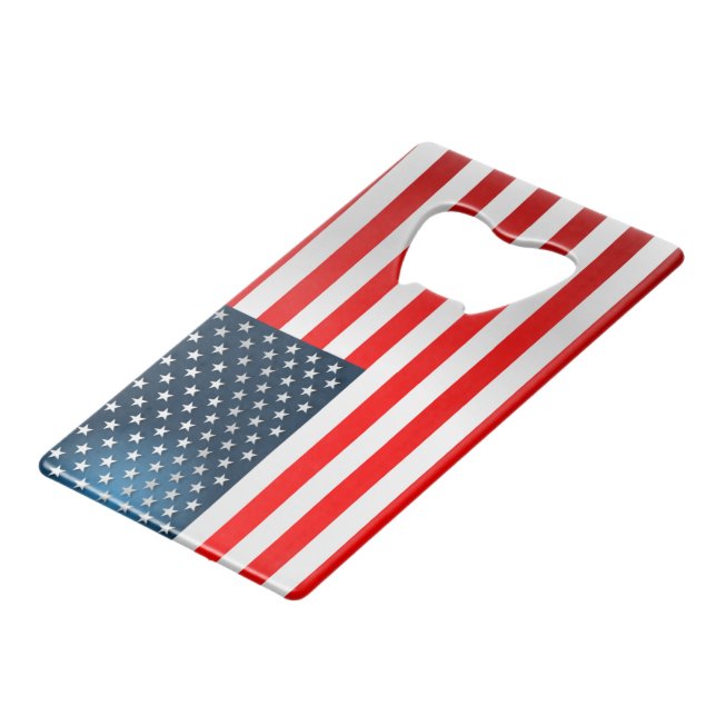 US-Flagge Kreditkarten Flaschenöffner (Rückseite Schrägansicht)