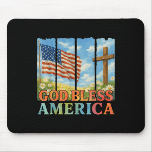 US-Flagge kreuzen Christliche Frauen Gott segne Mousepad