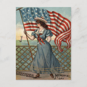 US-Flagge Lady Liberty Ozean Segelboot Postkarte