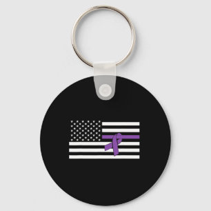 US-Flagge Lila Bauchspeicheldrüsenkrebs-Bewusstsei Schlüsselanhänger