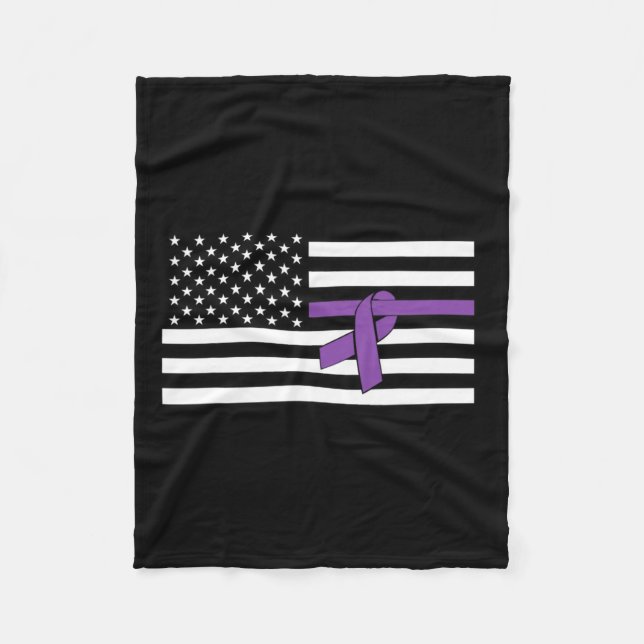 US-Flagge Lila Ribbon-Bauchspeicheldrüsenkrebs-Bew Fleecedecke (Vorderseite)