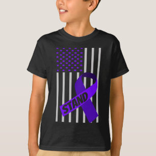 US-Flagge lila Ribbon Panceratic Cancer Awareness T-Shirt