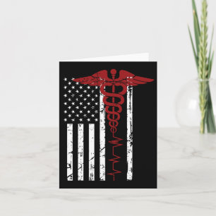 US-Flagge Medizinisches Symbol Black Patriotic Cad Karte