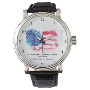 *~* US-Flagge Militär Veteran Red White Blue Armbanduhr