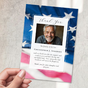 US-Flagge Militärisches Patriotisches Beileid Foto Dankeskarte