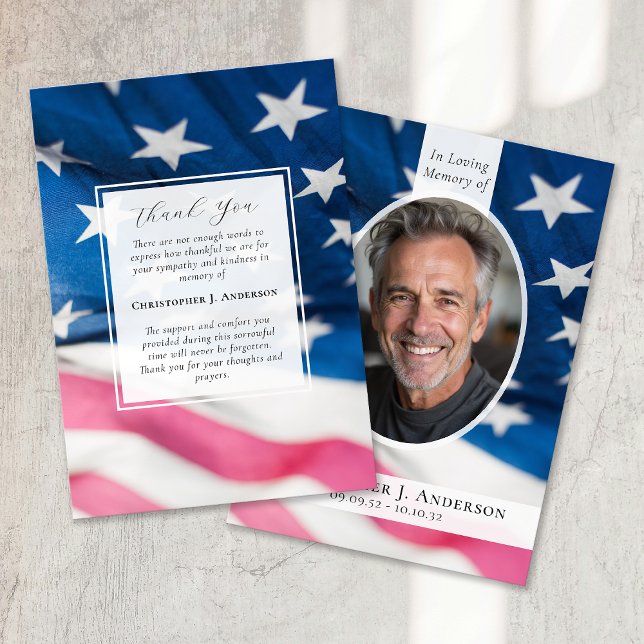 US-Flagge Militärisches Patriotisches Beileid Foto Dankeskarte (Von Creator hochgeladen)