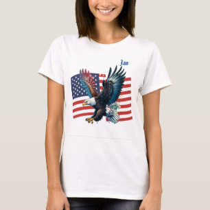 US-Flagge mit Amerikanischem Adler Damen T-Shirt