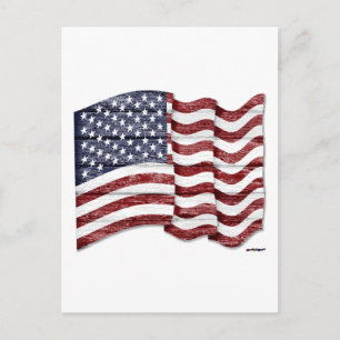 US-Flagge mit Holzkorn Postkarte