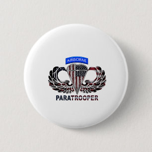 US-Flagge mit Im Flugzeug Flügeln und Fallschirmjä Button