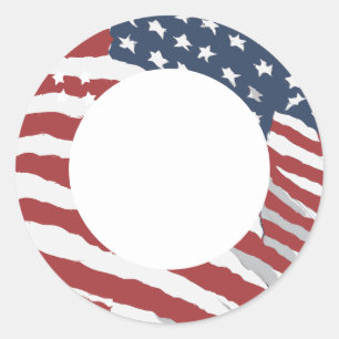US-Flagge mit individuellem Text in Distressed-Opt Runder Aufkleber