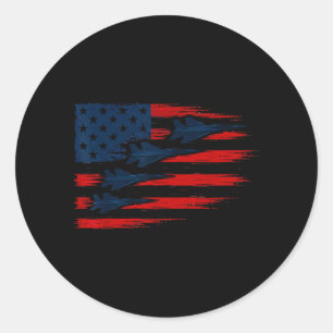 US-Flagge mit Kampfjets Patriotische Flugshow Runder Aufkleber