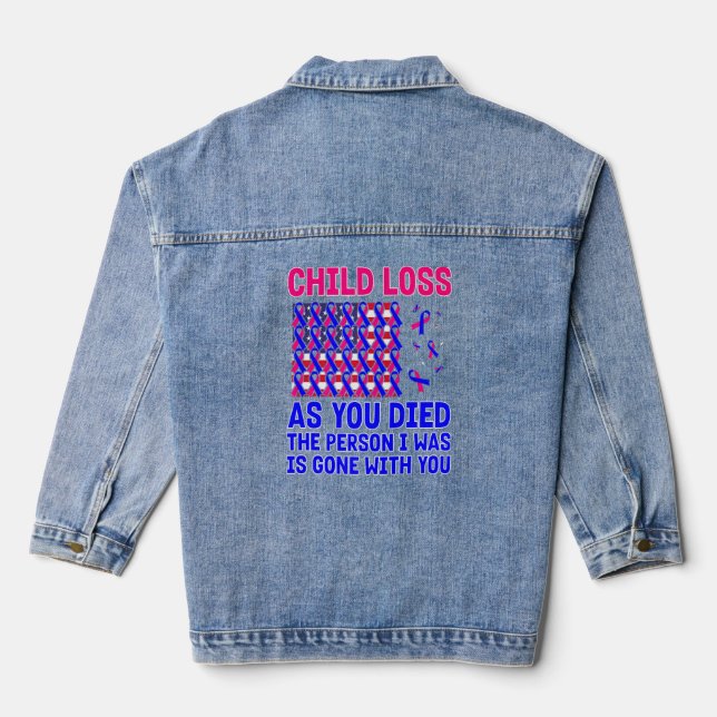 US-Flagge mit rosa und blauen Bändern für Kinderve Jeansjacke (Rückseite)