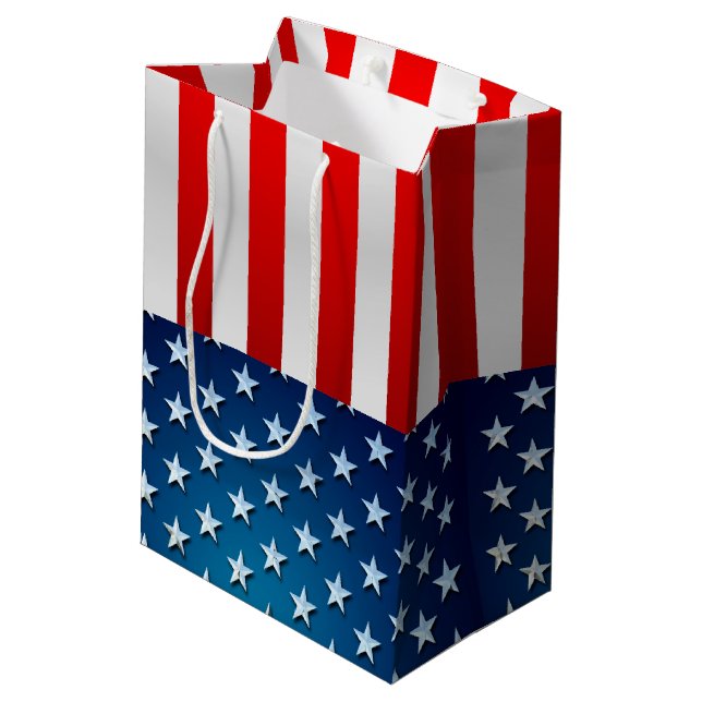 US-Flagge Mittlere Geschenktüte (Rückseite Schrägansicht)