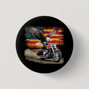 US-Flagge Motorrad T-Shirt USA Flagge Biker Retro Button