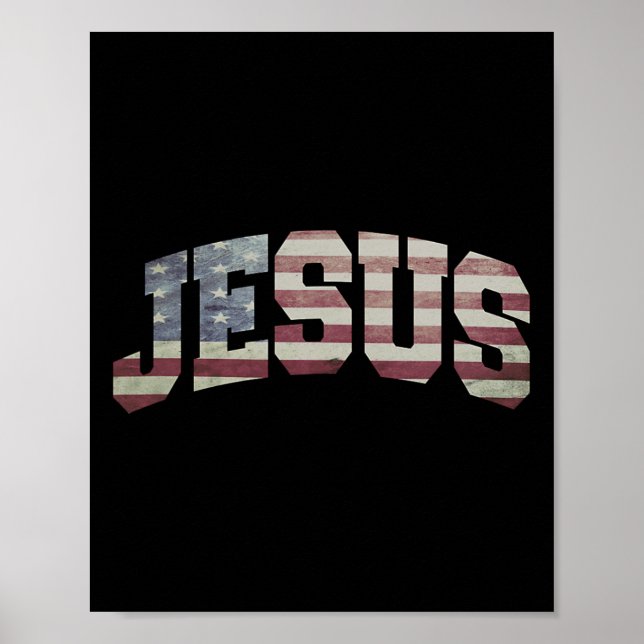 US-Flagge Patriotic 4. Juli Jesus Poster (Vorne)