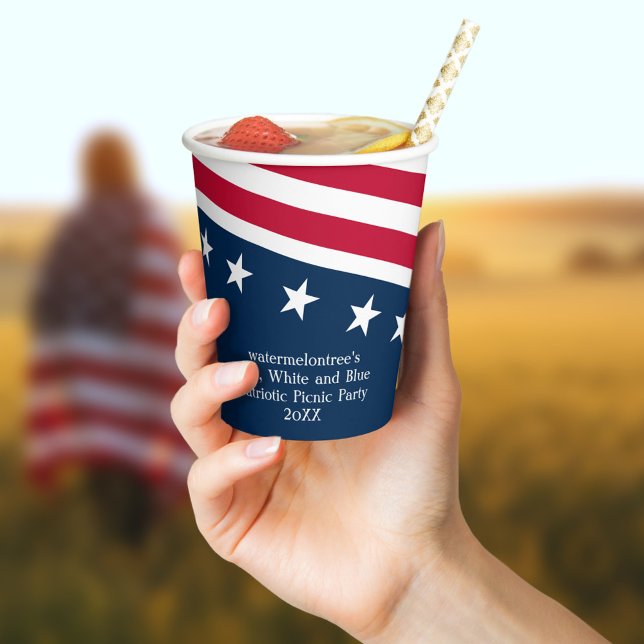 US Flagge Patriotic Picnic Party 8oz Pappbecher (Stars and Stripes Paper Cup perfect for your patriotic picnic party and 4th celebrations. )
