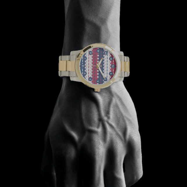US Flagge - Patriotisch - Rotes Weiß Blau Armbanduhr (Von Creator hochgeladen)