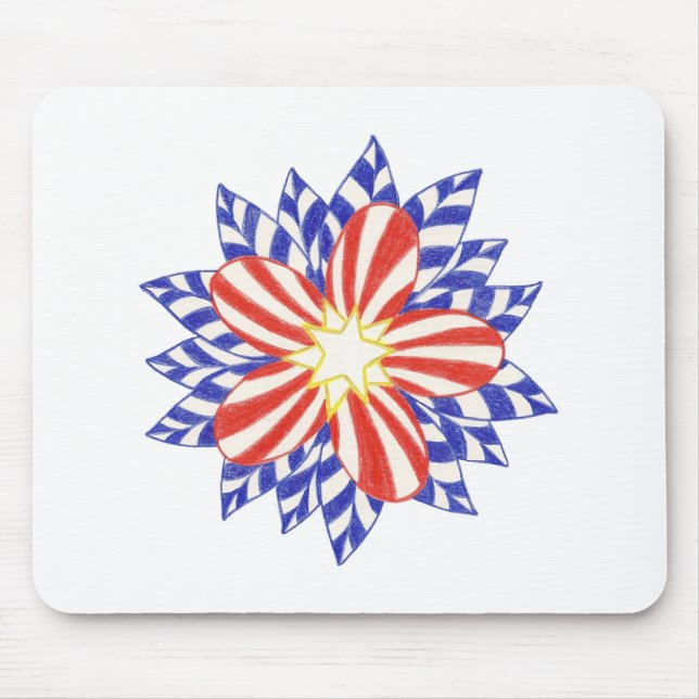 US Flagge Patriotische Blume Mousepads (Vorne)