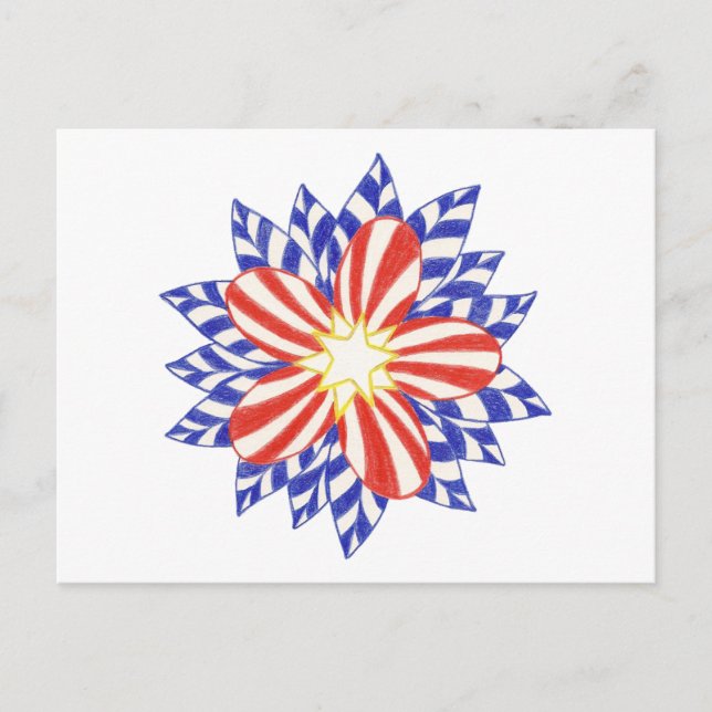 US Flagge Patriotische Blume Postkarten (Vorderseite)