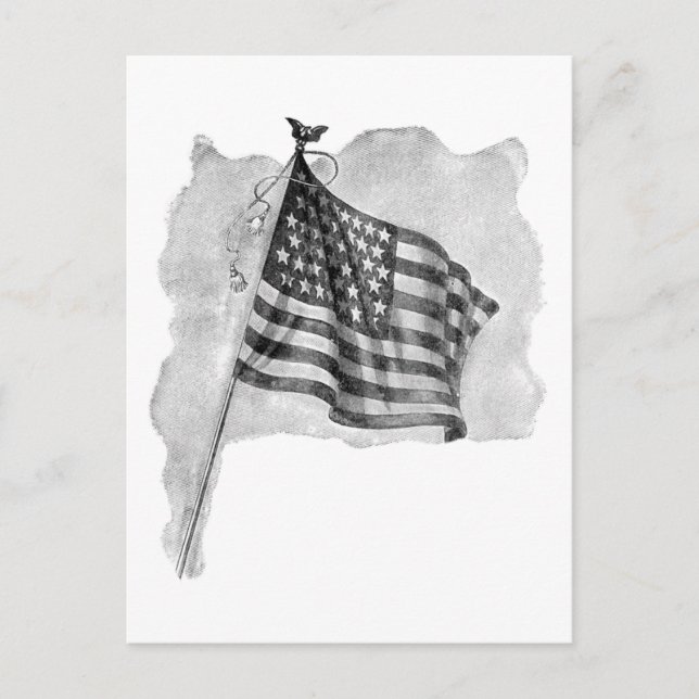 US-Flagge Patriotische Vintage Kunst Postkarte (Vorderseite)