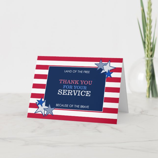 US Flagge Patriotischer Veteran Service Moderner Dankeskarte (Vorderseite)