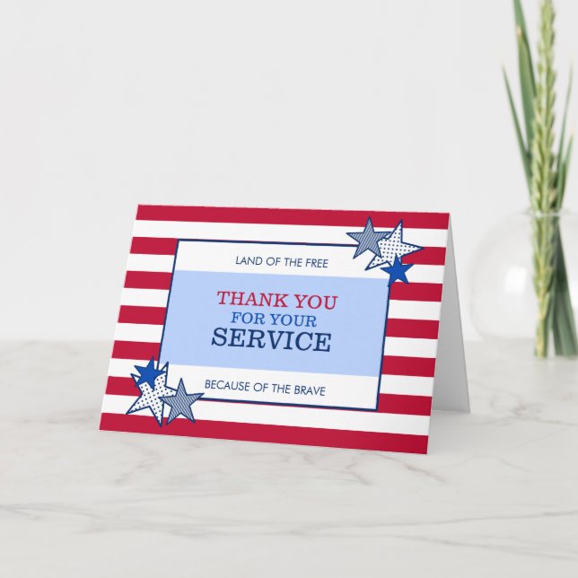 US Flagge Patriotischer Veteran Service Moderner Dankeskarte (Vorderseite)