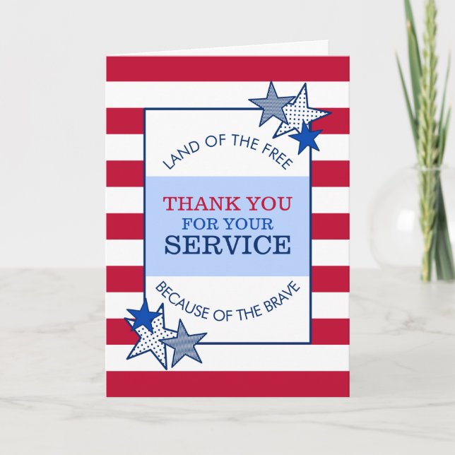 US Flagge Patriotischer Veteran Service Moderner Dankeskarte (Vorderseite)