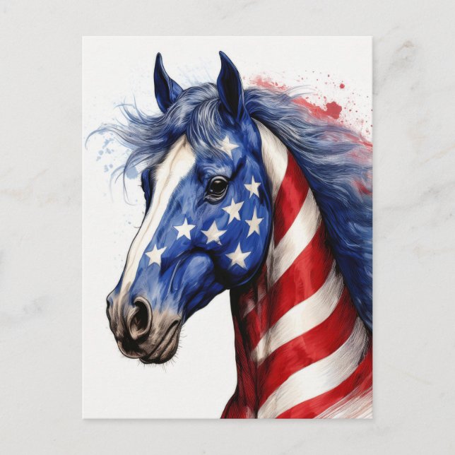 US Flagge Pferd Postkarte (Vorderseite)