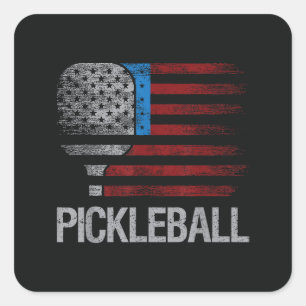US-Flagge Pickleball-Spieler Paddleball-Liebhaber Quadratischer Aufkleber