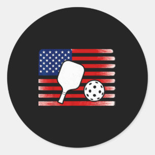 US-Flagge Pickleball-Spieler Paddleball-Liebhaber Runder Aufkleber
