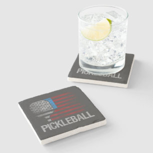 US-Flagge Pickleball-Spieler Paddleball-Liebhaber Steinuntersetzer