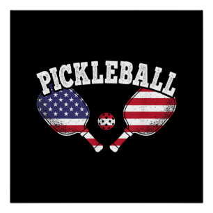 US-Flagge Pickleball-Spieler Vintage Pickle Ball L Poster