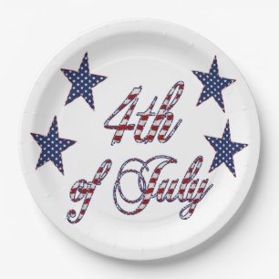 US Flagge Red White Text am 4. Juli Pappteller