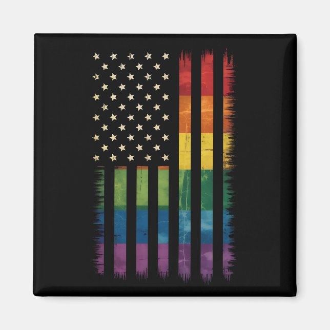 US-Flagge Regenbogen Pride Gay Lesbian LGBTQ Magnet (Vorne)