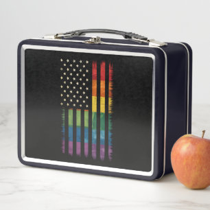 US-Flagge Regenbogen Pride Gay Lesbian LGBTQ Metall Brotdose