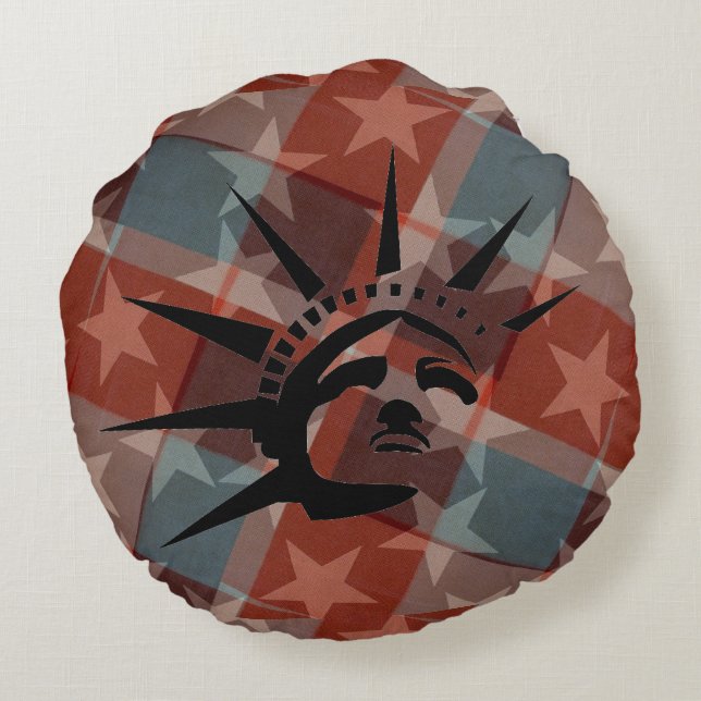 US Flagge Rundes Kissen (Rückseite)