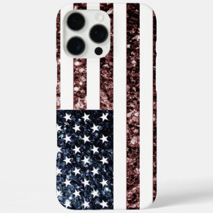US-Flagge rustikale blaue Imitate Glitzern iPhone 16 Pro Max Hülle
