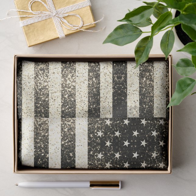 US-Flagge Rustikale Goldfische Glitzern Seidenpapier (Geschenk)
