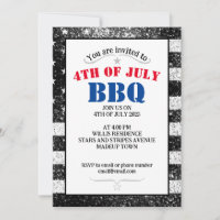 US-Flagge Schwarz-weiß Glitzern 4. Juli GRILLEN Pa