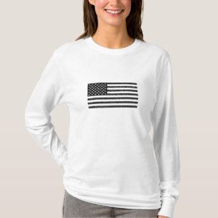 US-Flagge Schwarz-Weiß-Vintag-Retro T-Shirt