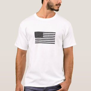 US-Flagge Schwarz-Weiß-Vintag-Retro T-Shirt