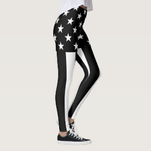 US Flagge-Schwarzweiss-Dekor an Leggings